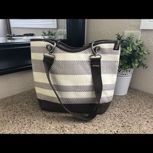 Striped Thirty-One Straw Purse